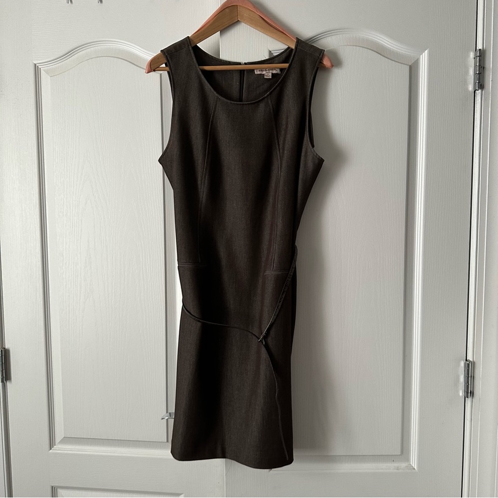 Brown Sleeveless Belted Dress size 14